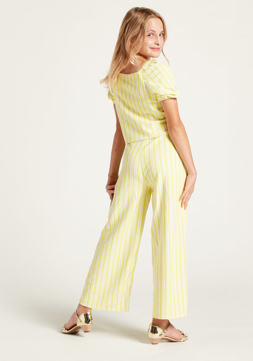 Juniors All-Over Striped Top with Pocket Detail Palazzo Pants-Clothes Sets-image-5