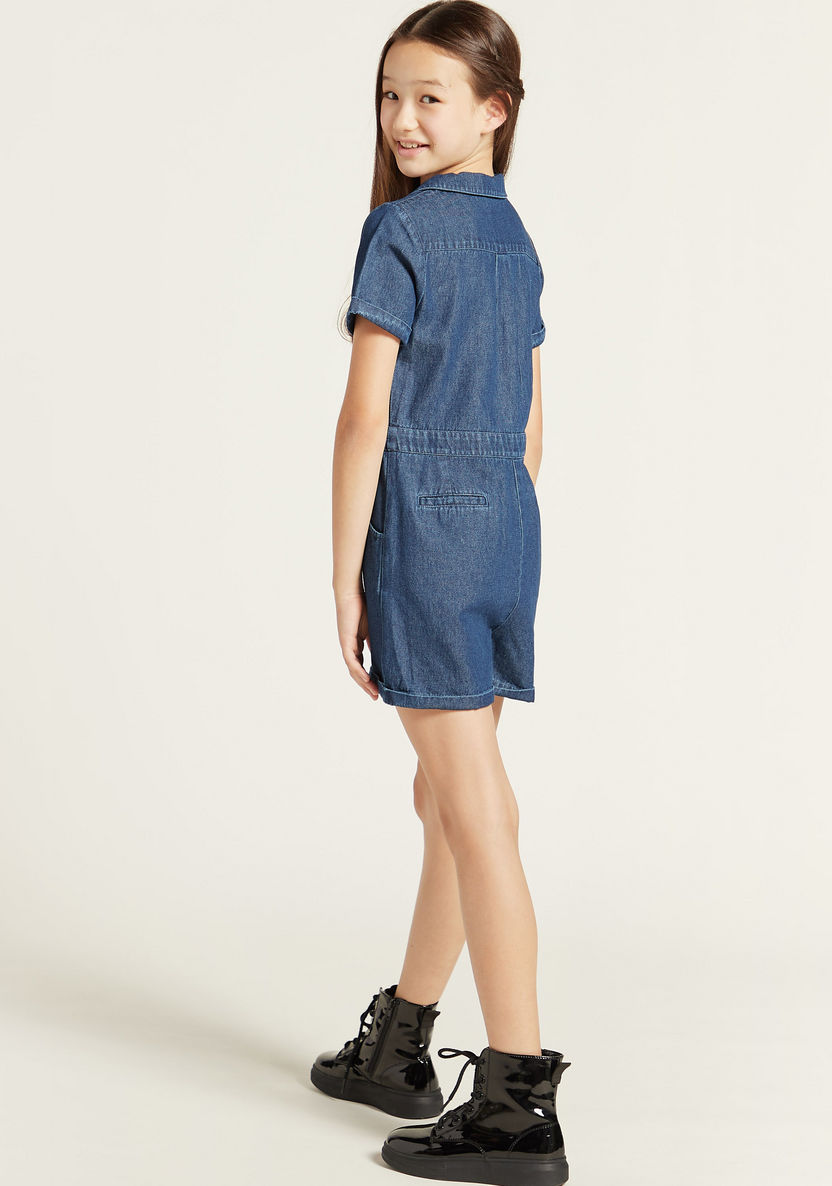 Juniors Solid Playsuit with Notch Collar and Pockets-Rompers%2C Dungarees and Jumpsuits-image-3