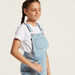 Juniors Solid Denim Dungaree with Pockets-Rompers%2C Dungarees and Jumpsuits-thumbnail-2