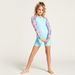 Juniors Colourblocked Bodysuit with Floral Print Long Sleeves-Swimwear-thumbnail-1
