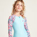 Juniors Colourblocked Bodysuit with Floral Print Long Sleeves-Swimwear-thumbnail-3