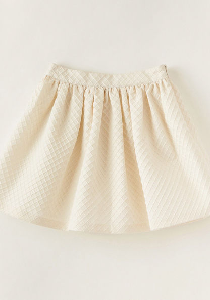 Juniors Textured Mini Skirt with Zip Closure-Skirts-image-0