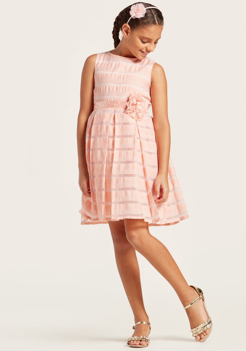 Juniors Striped Jacquard Sleeveless Dress-Dresses%2C Gowns and Frocks-image-2