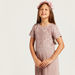 Juniors Textured Jumpsuit with Round Neck and Short Sleeves-Rompers%2C Dungarees and Jumpsuits-thumbnail-2