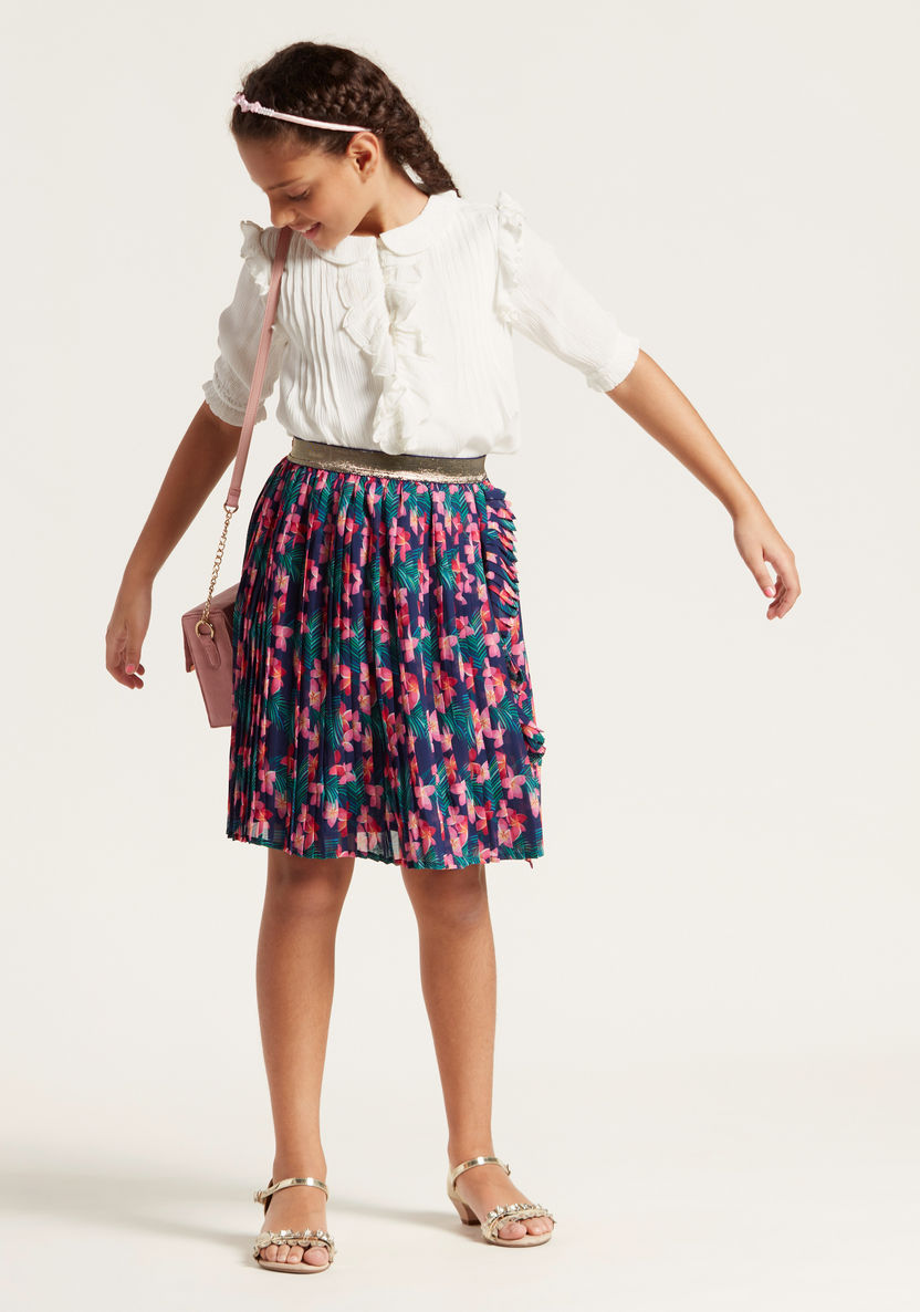 Solid Ruffle Detailed Top with Pintucks and Peter Pan Collar-Blouses-image-0
