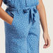 Spot Print Wide-Legged Jumpsuit with Short Frilly Sleeves-Pants-thumbnail-2