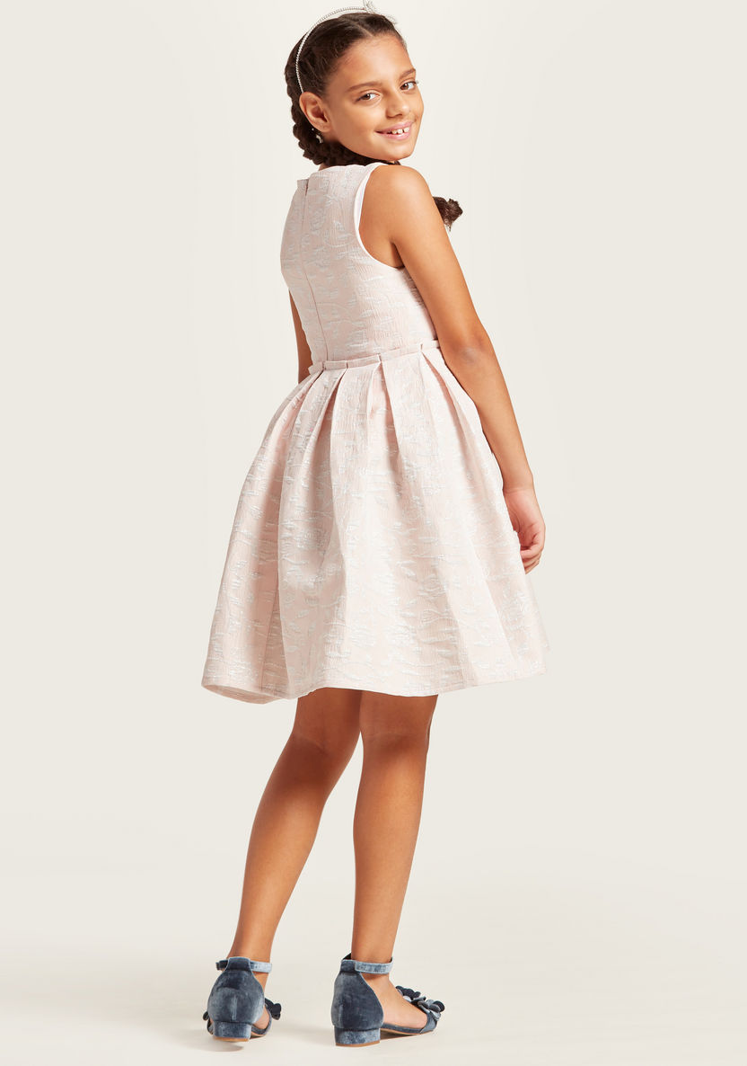 Eligo Jacquard Print Sleeveless Dress-Dresses%2C Gowns and Frocks-image-3