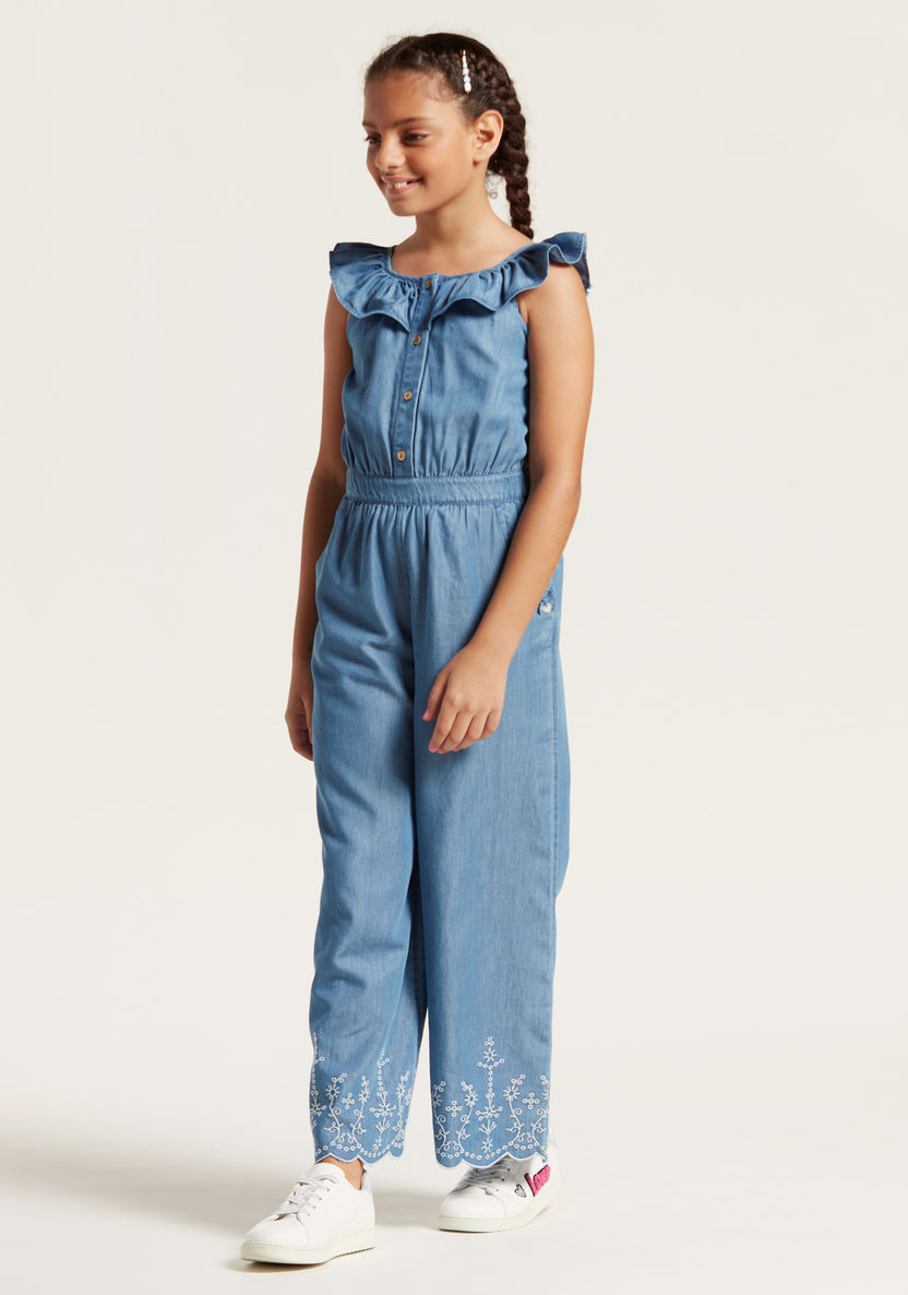 Schiffli Embroidered Jumpsuit with Buttons-Rompers%2C Dungarees and Jumpsuits-image-0