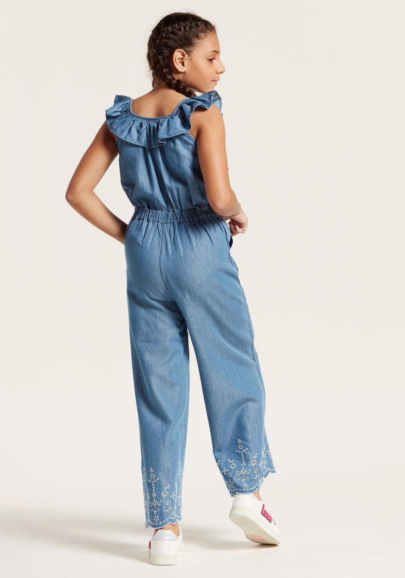 Schiffli Embroidered Jumpsuit with Buttons-Rompers%2C Dungarees and Jumpsuits-image-3