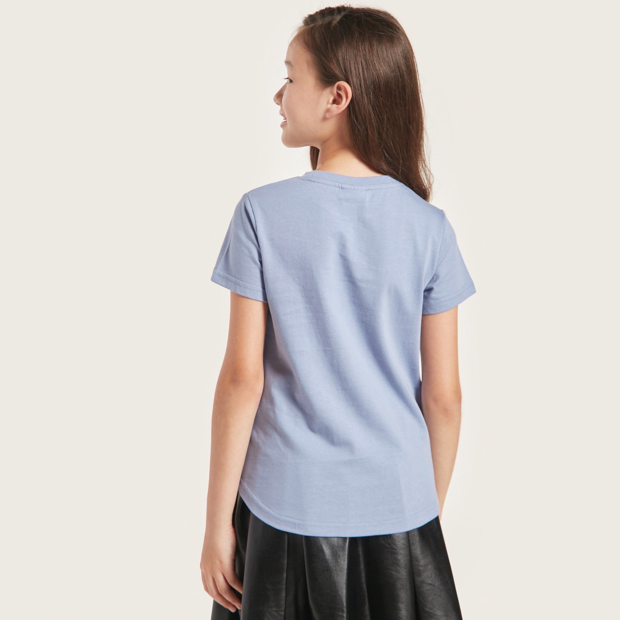 Bossini Printed Round Neck T-shirt with Short Sleeves-girls-clothing-schoolwear-tshirts-image-4