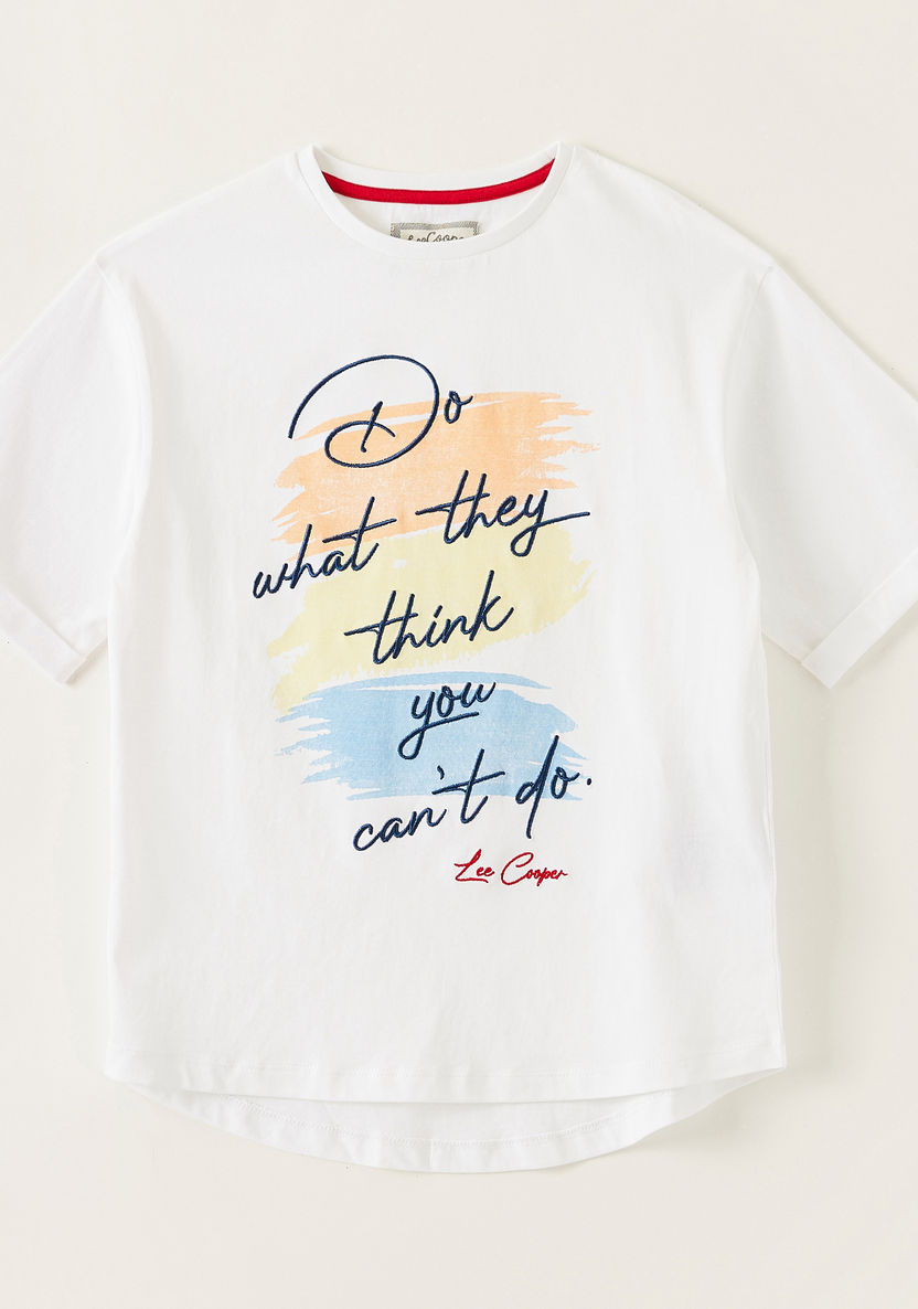 Lee Cooper Printed Round Neck T-shirt with Short Sleeves-T Shirts-image-0
