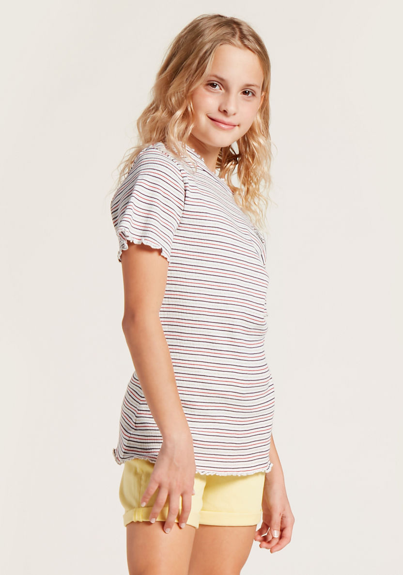Lee Cooper Striped T-shirt with Round Neck and Short Sleeves-T Shirts-image-3