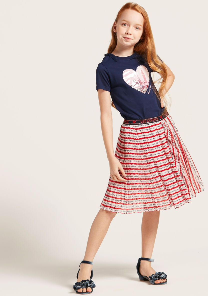 Lee Cooper Print Pleated Skirt with Ruffle Panel-Skirts-image-0