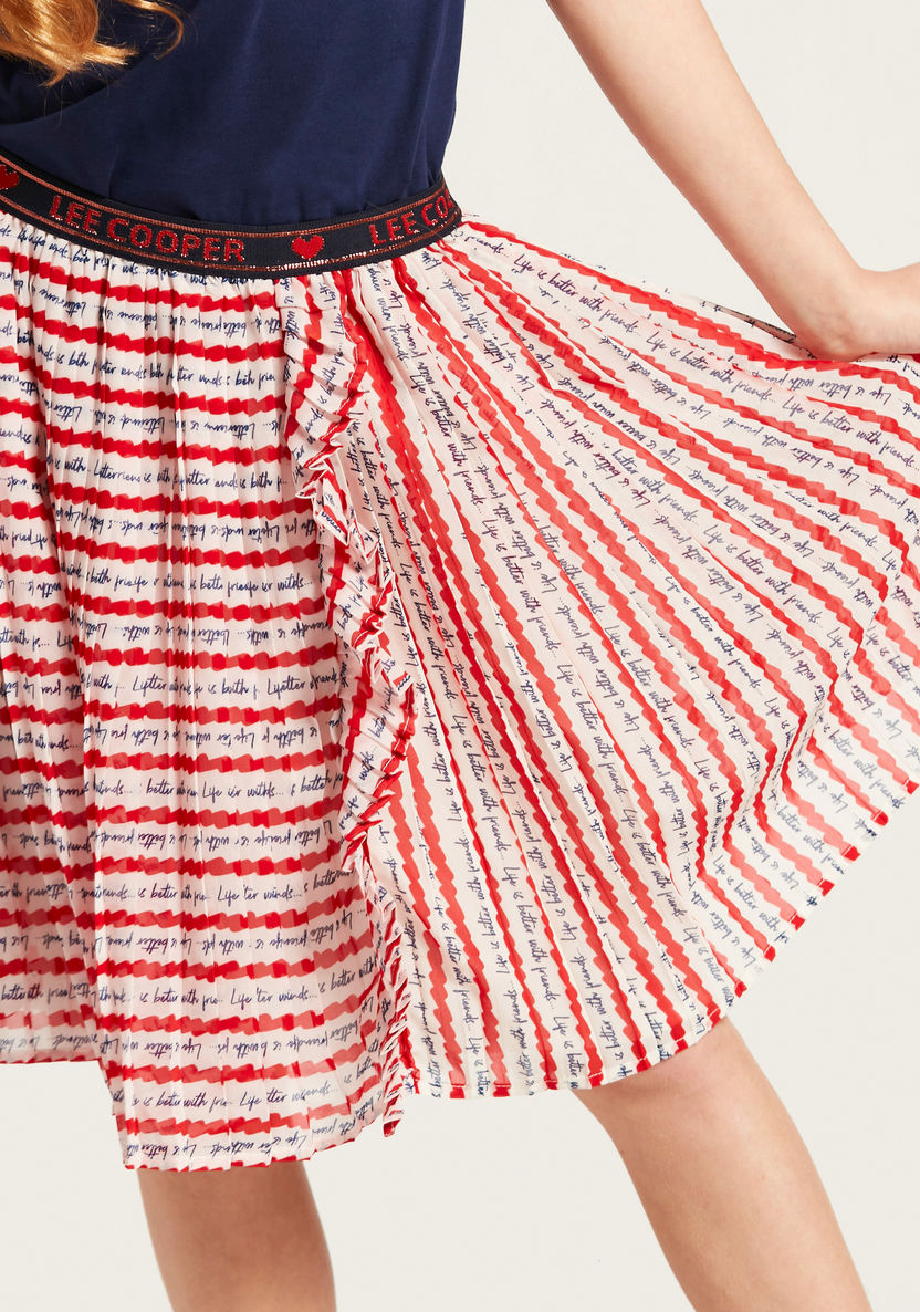 Lee Cooper Print Pleated Skirt with Ruffle Panel-Skirts-image-1