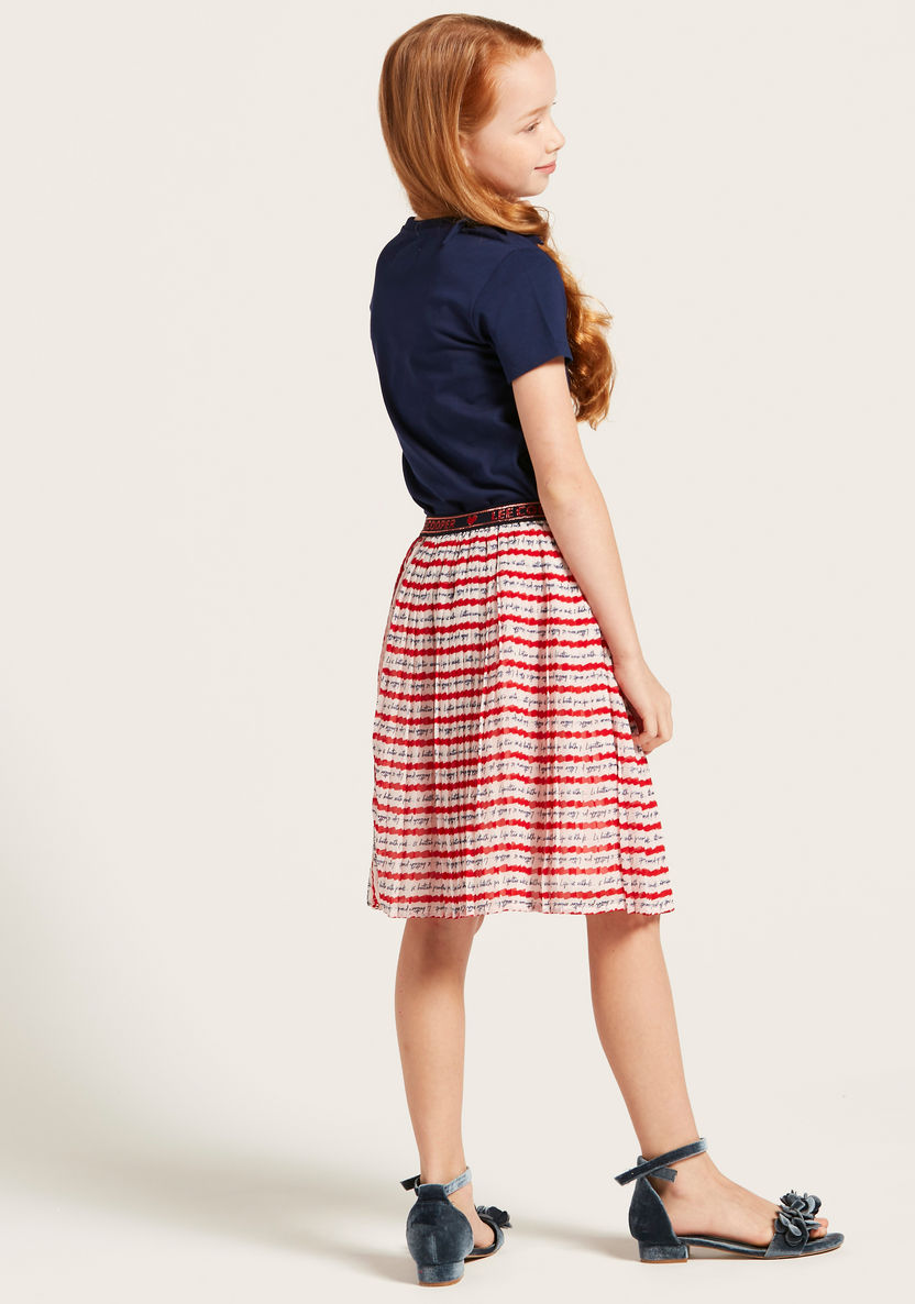 Lee Cooper Print Pleated Skirt with Ruffle Panel-Skirts-image-3