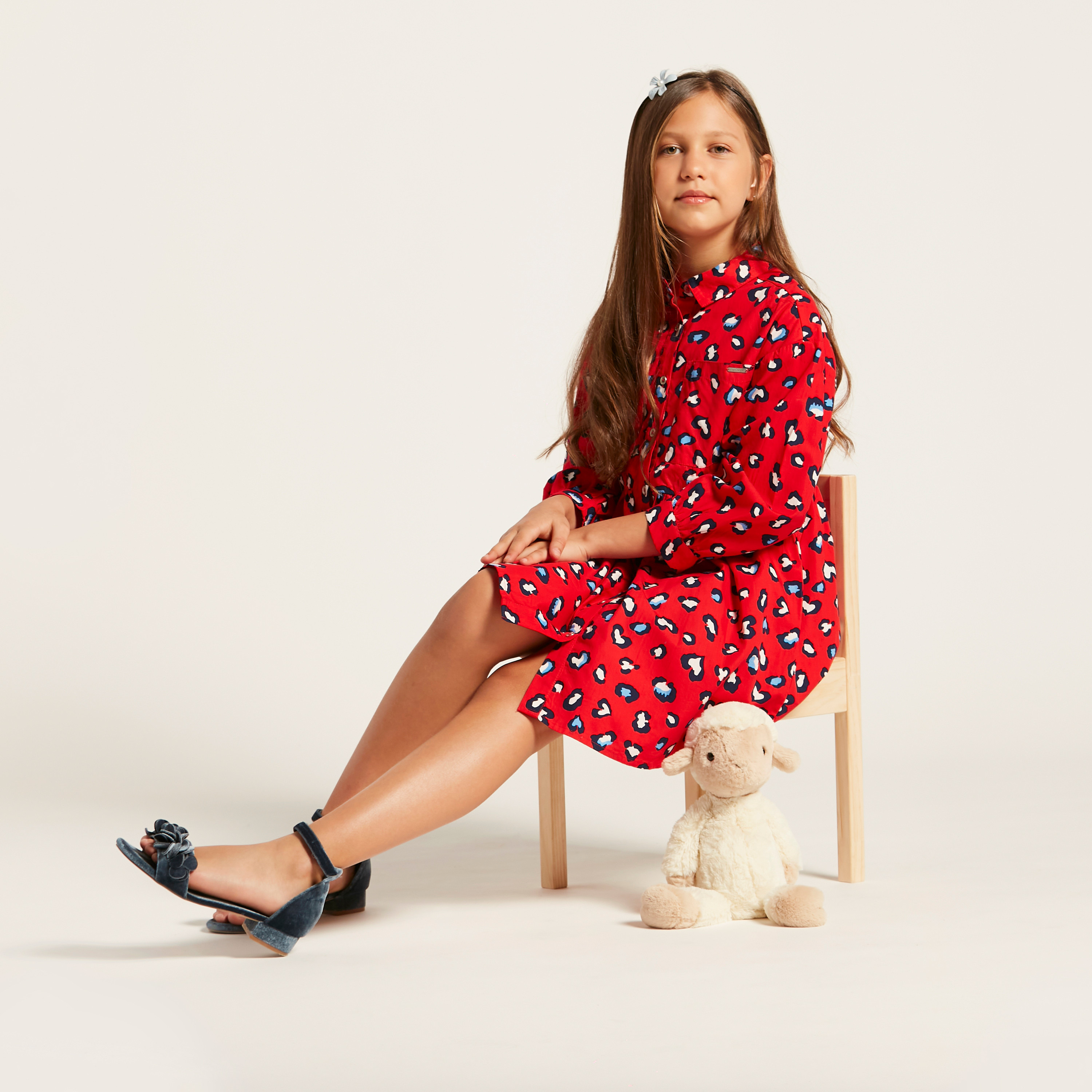 Lee Cooper All-Over Animal Print Shirt Dress with Long Sleeves-girls-clothing-dressesandjumpsuits-image-1