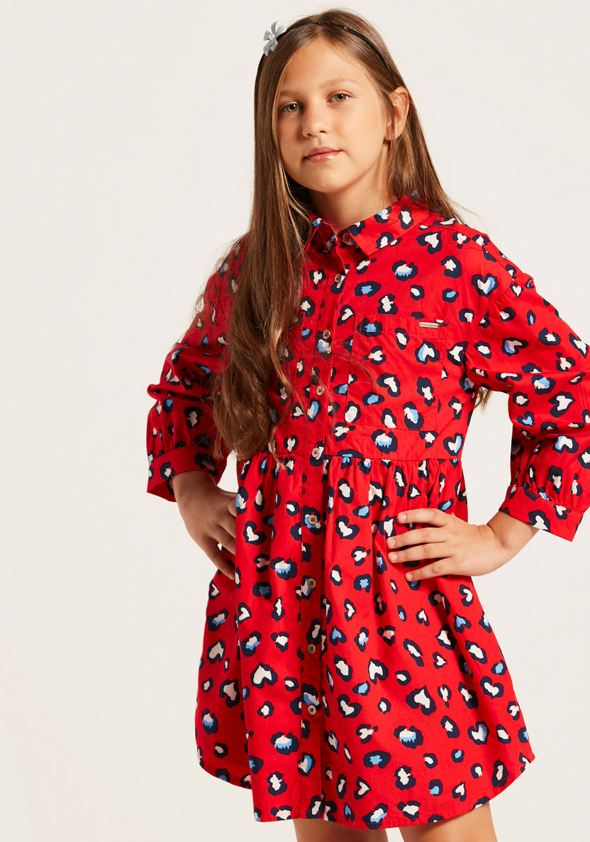 Lee Cooper All-Over Animal Print Shirt Dress with Long Sleeves-Dresses%2C Gowns and Frocks-image-2