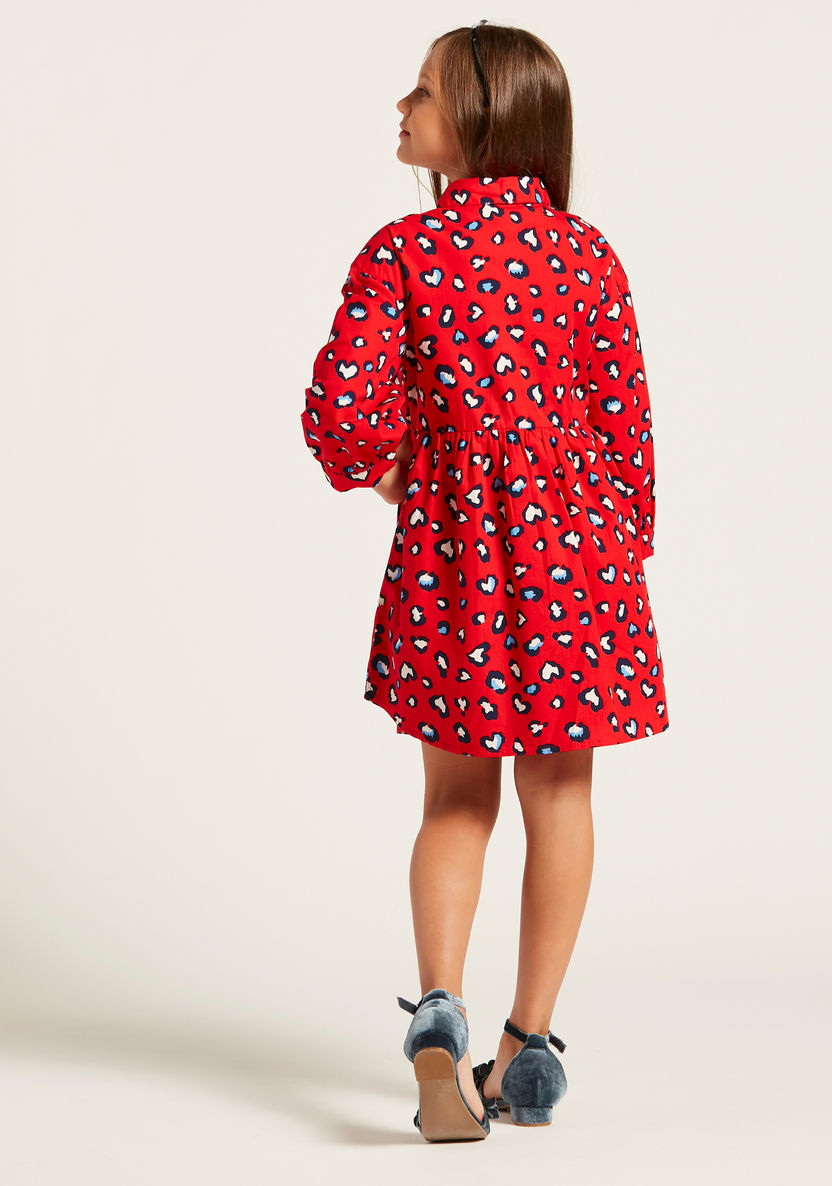 Lee Cooper All-Over Animal Print Shirt Dress with Long Sleeves-Dresses%2C Gowns and Frocks-image-3
