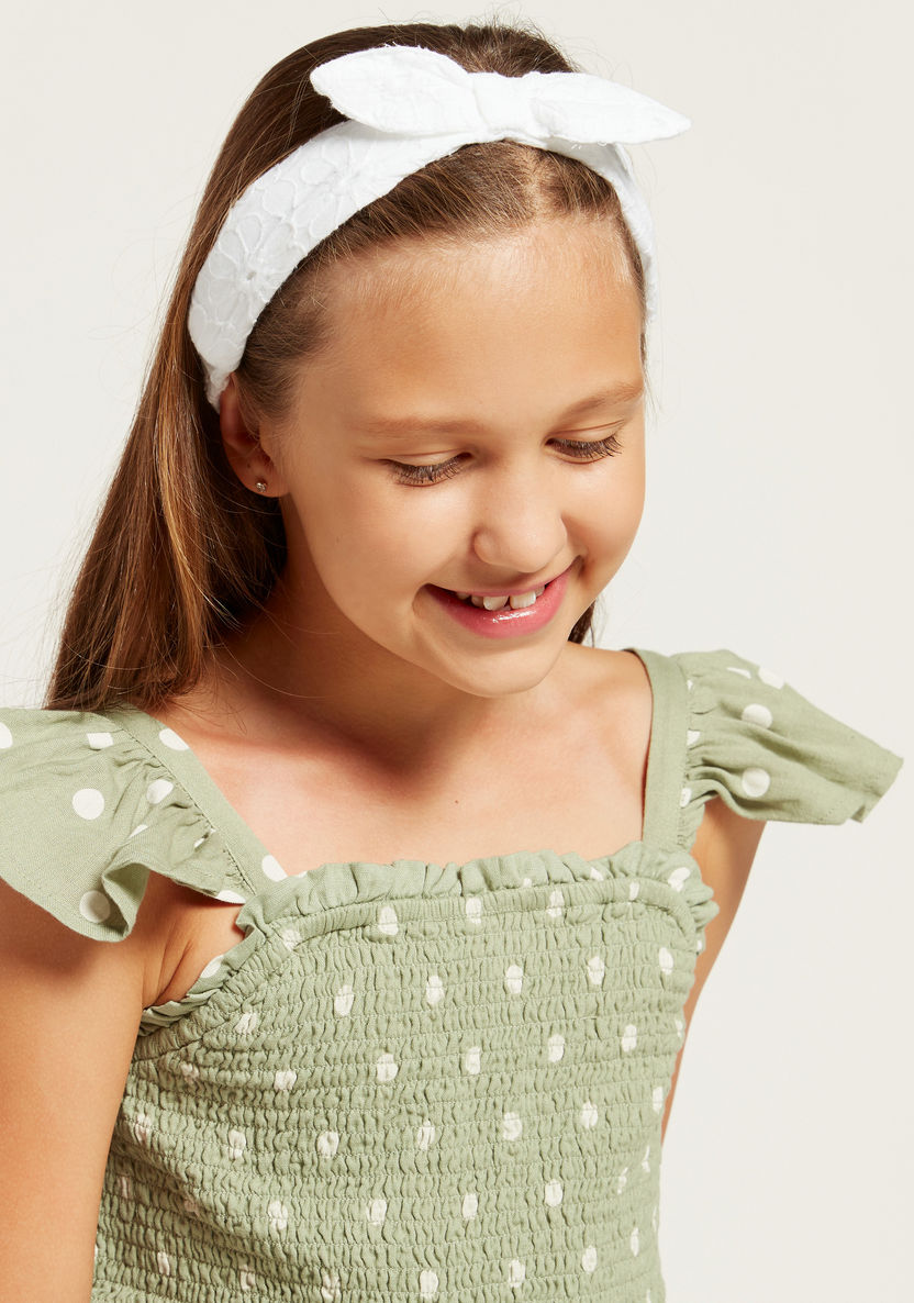 Hello Kitty Spot Print Top with Ruffle Detail and Square Neck-Blouses-image-3