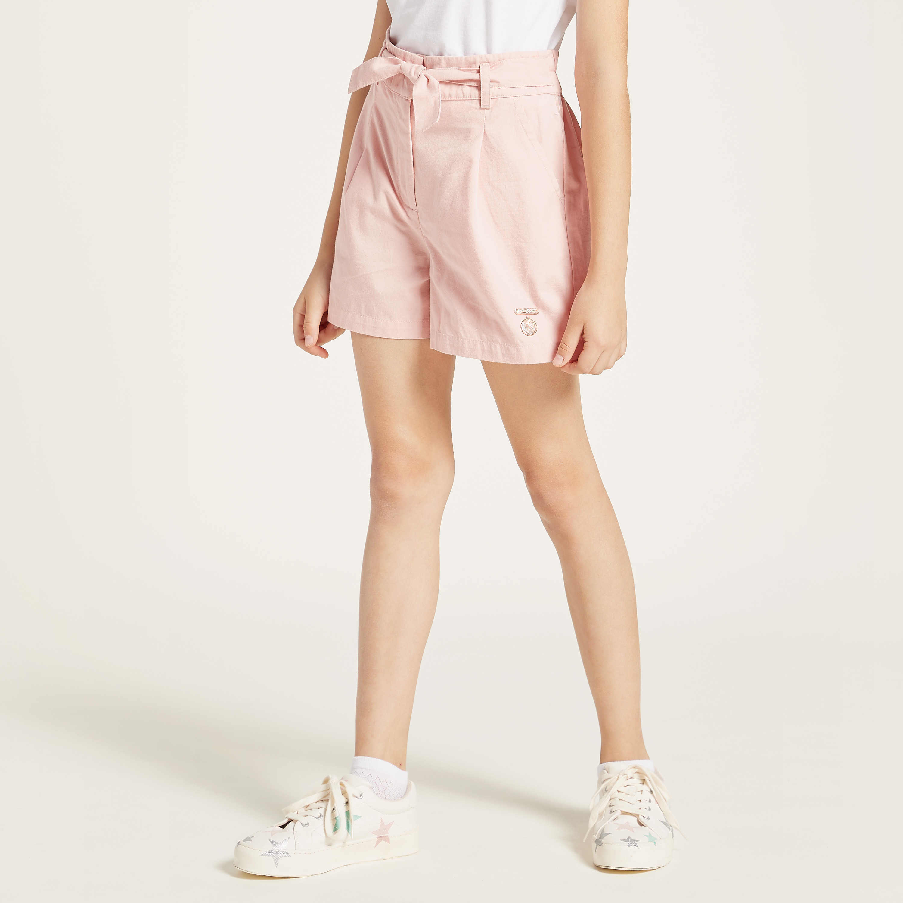 شورت سادة بجيوب برباط خصر وجيوب من سانريو-girls-clothing-bottoms-shorts-image-2