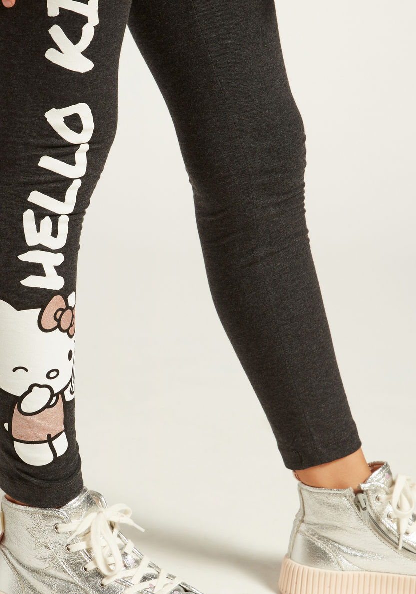 Hello Kitty Graphic Print Leggings with Elasticised Waistband-Leggings-image-2