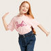 Barbie Text Print T-shirt with Round Neck and Short Sleeves-T Shirts-thumbnail-2