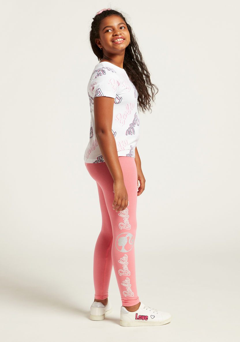 Barbie Graphic Print Leggings with Elasticised Waistband-Leggings-image-3