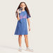 Barbie Text Print Dress with Round Neck and Short Sleeves-Dresses%2C Gowns and Frocks-thumbnail-0