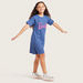 Barbie Text Print Dress with Round Neck and Short Sleeves-Dresses%2C Gowns and Frocks-thumbnail-2