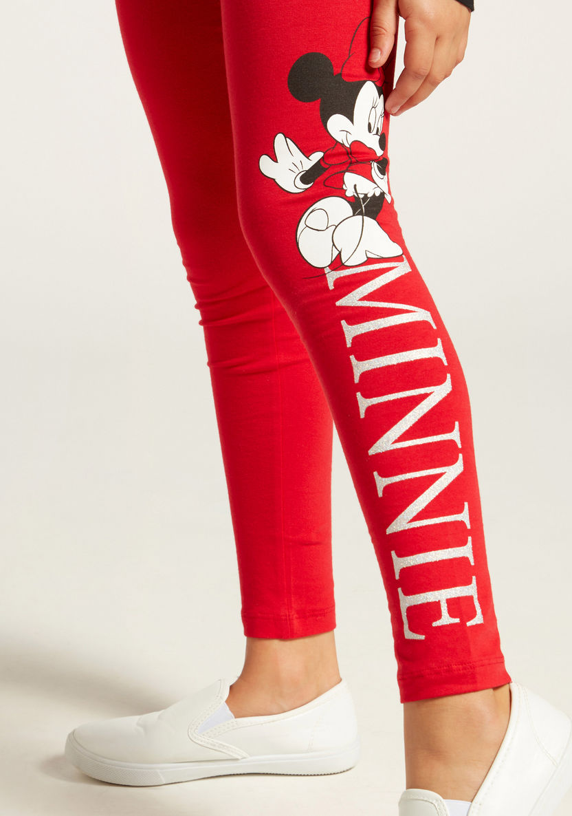 Minnie Mouse Graphic Printed Leggings with Elasticised Waistband-Leggings-image-2