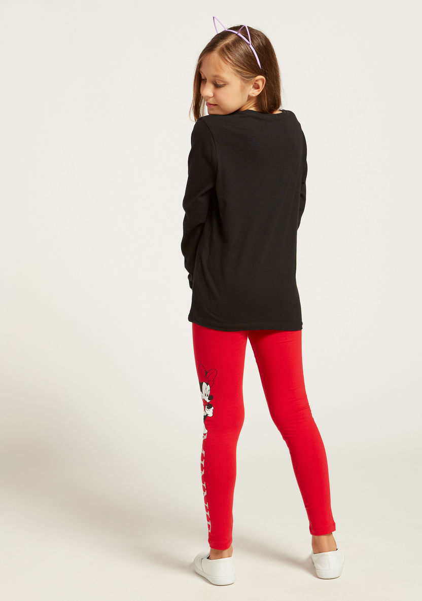 Minnie Mouse Graphic Printed Leggings with Elasticised Waistband-Leggings-image-3