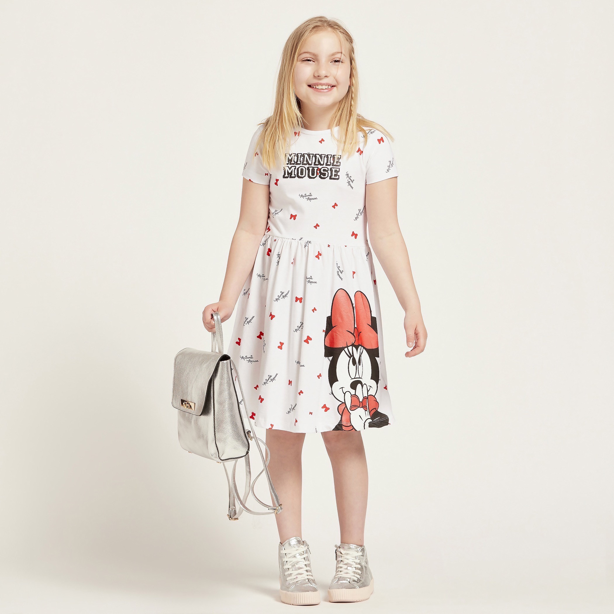 Buy Minnie Mouse Graphic Print Dress with Round Neck Online Babyshop Kuwait