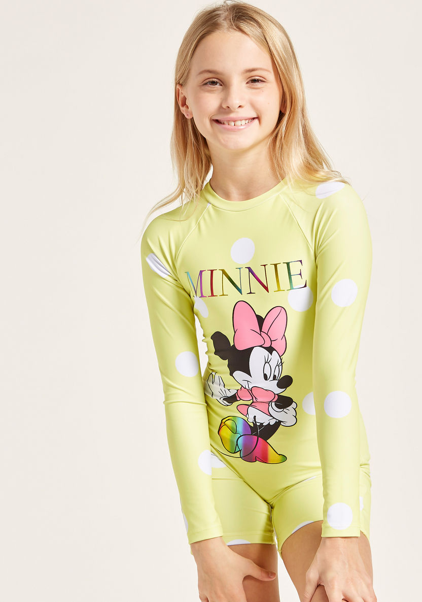 Disney Minnie Mouse Print Long Sleeves Swimsuit-Swimwear-image-1