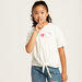 Sanrio Hello Barbie Print T-shirt with Short Sleeves and Knot Detail-T Shirts-thumbnail-0