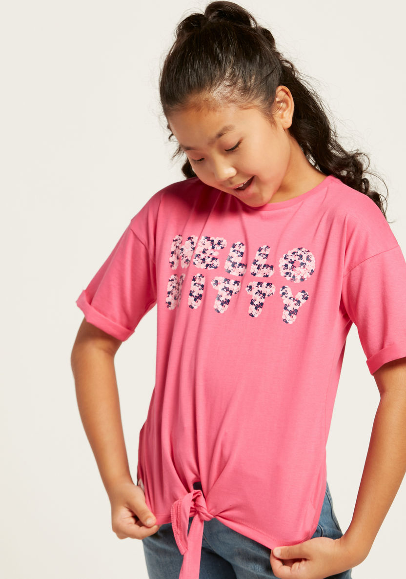 Sanrio Hello Kitty Print T-shirt with Short Sleeves-T Shirts-image-2