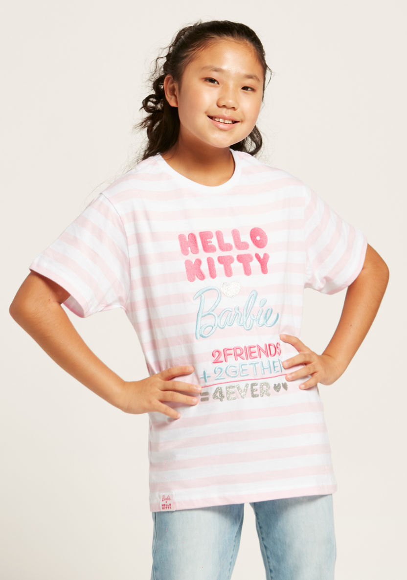 Sanrio Hello Kitty Print T-shirt with Short Sleeves-T Shirts-image-0