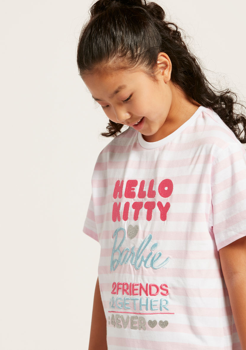 Sanrio Hello Kitty Print T-shirt with Short Sleeves-T Shirts-image-2
