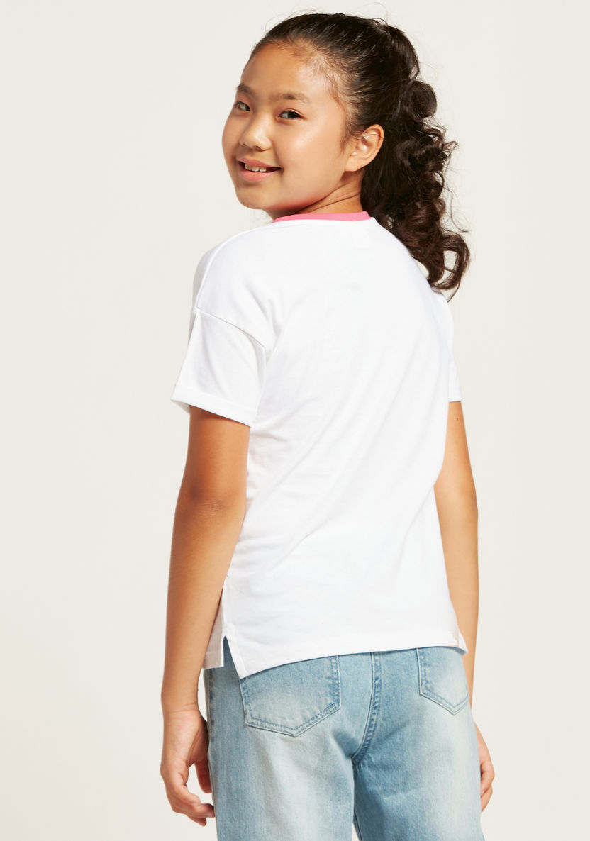 Sanrio Hello Barbie Print T-shirt with Short Sleeves-T Shirts-image-3