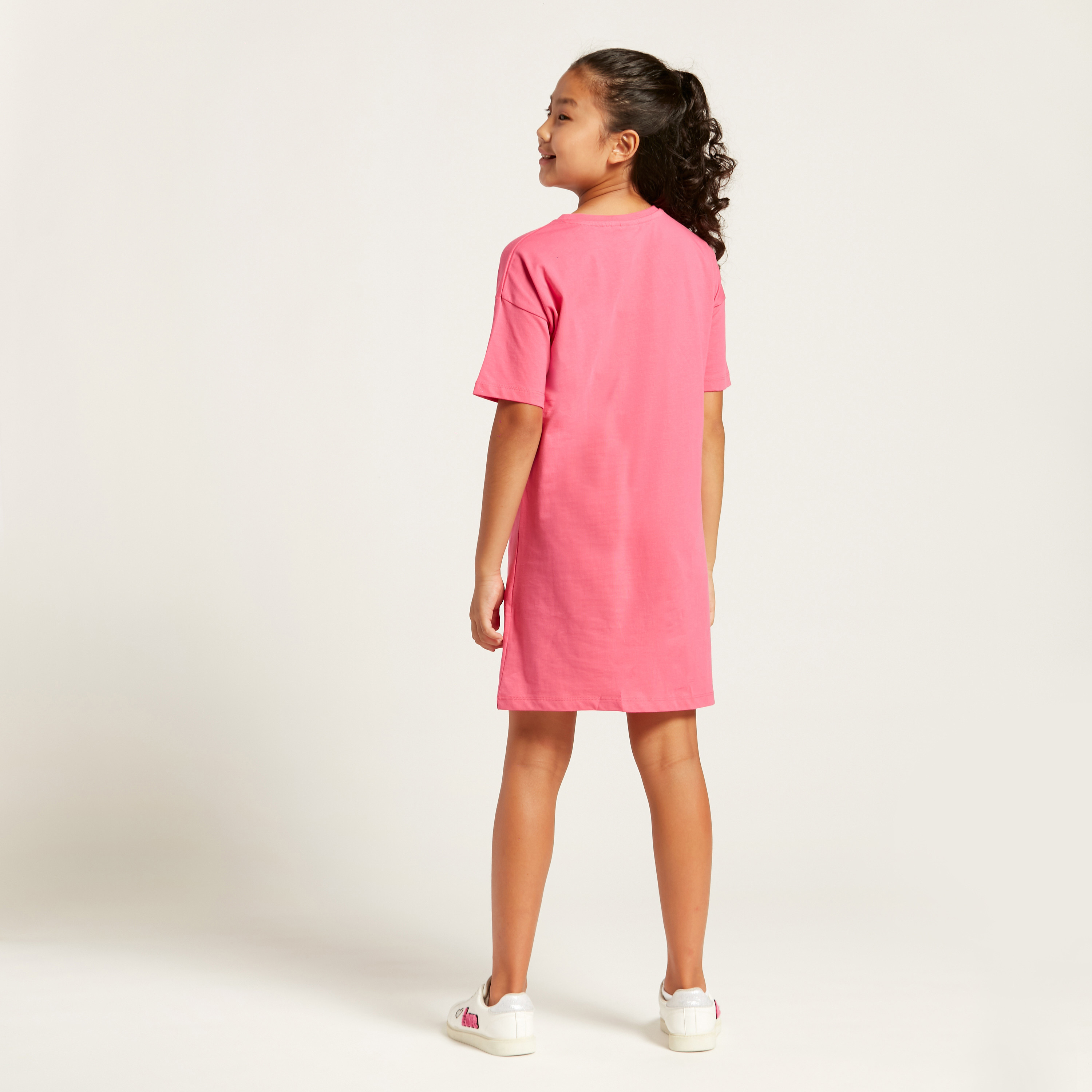 Sanrio Embellished Round Neck T-shirt Dress with Short Sleeves-girls-clothing-dressesandjumpsuits-image-4
