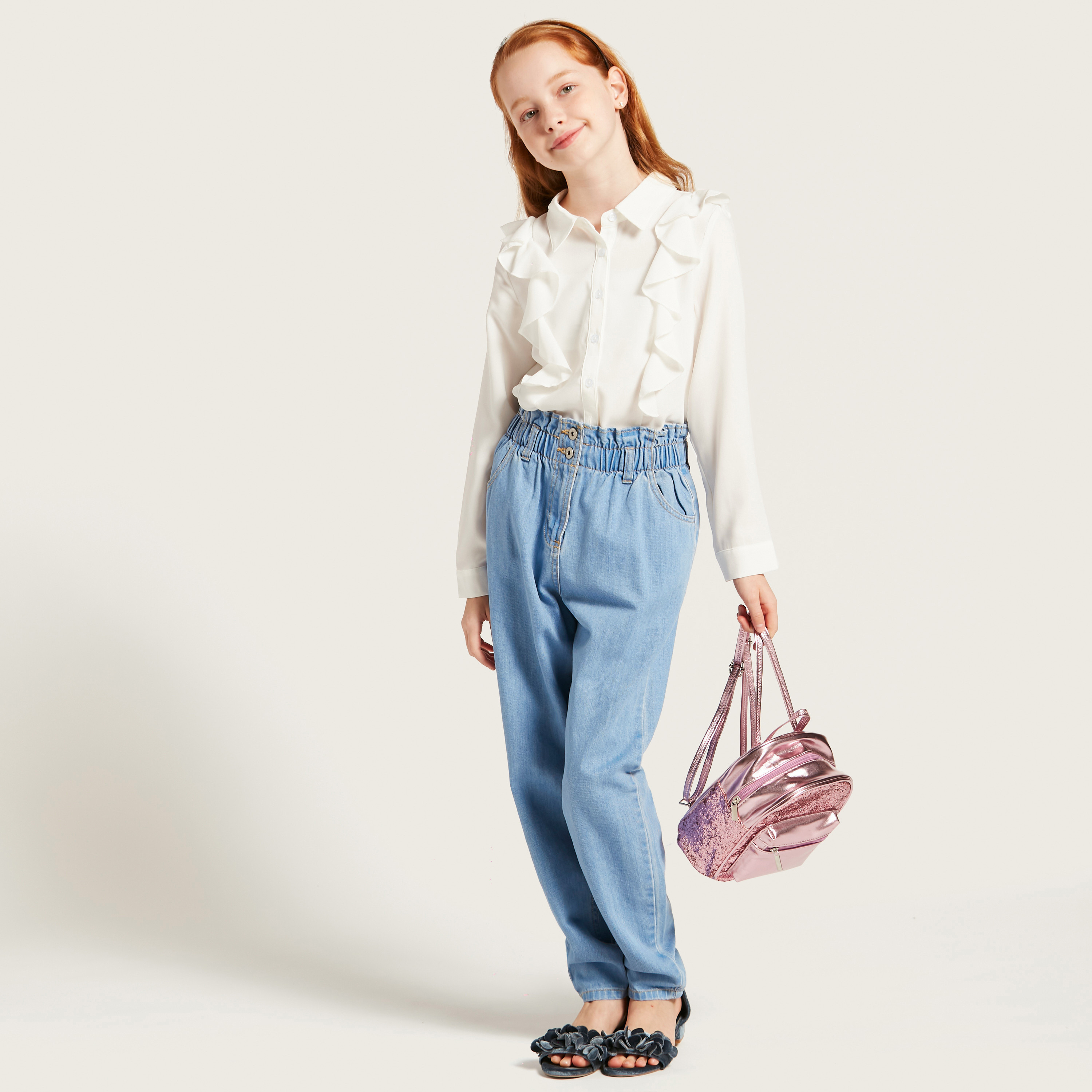 Iconic Collared Shirt with Long Sleeves and Ruffles-girls-clothing-blousesandshirts-image-1