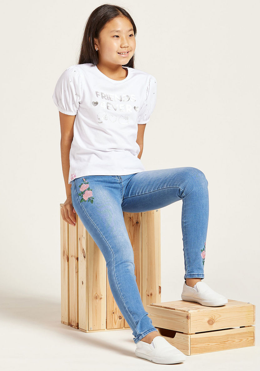 Iconic Floral Embroidered Jeans with 5-Pockets-Jeans and Jeggings-image-0