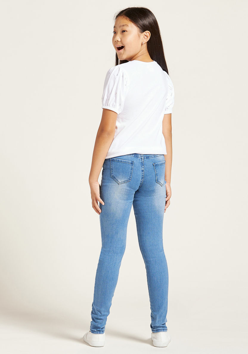Iconic Floral Embroidered Jeans with 5-Pockets-Jeans and Jeggings-image-3
