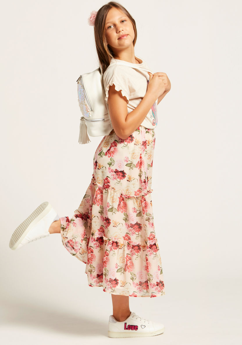 Iconic Floral Print Skirt with Elasticised Waistband-Skirts-image-0