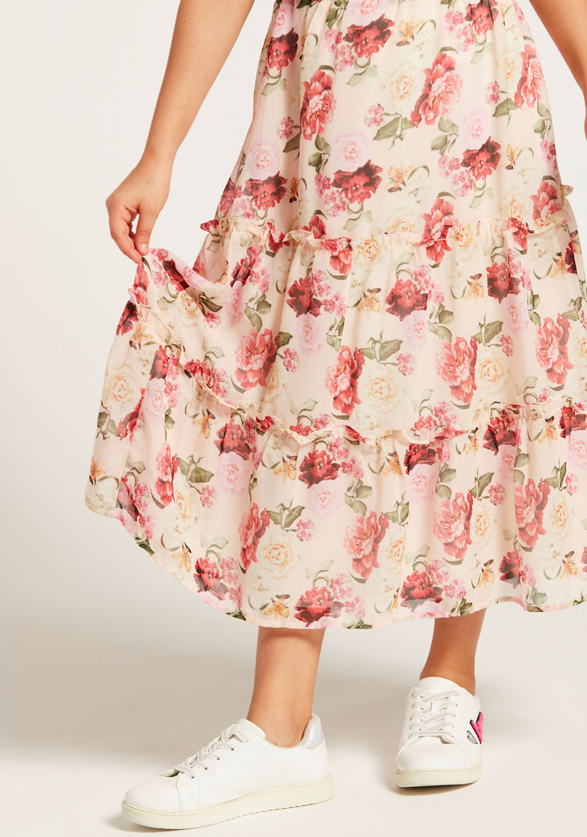 Iconic Floral Print Skirt with Elasticised Waistband-Skirts-image-1