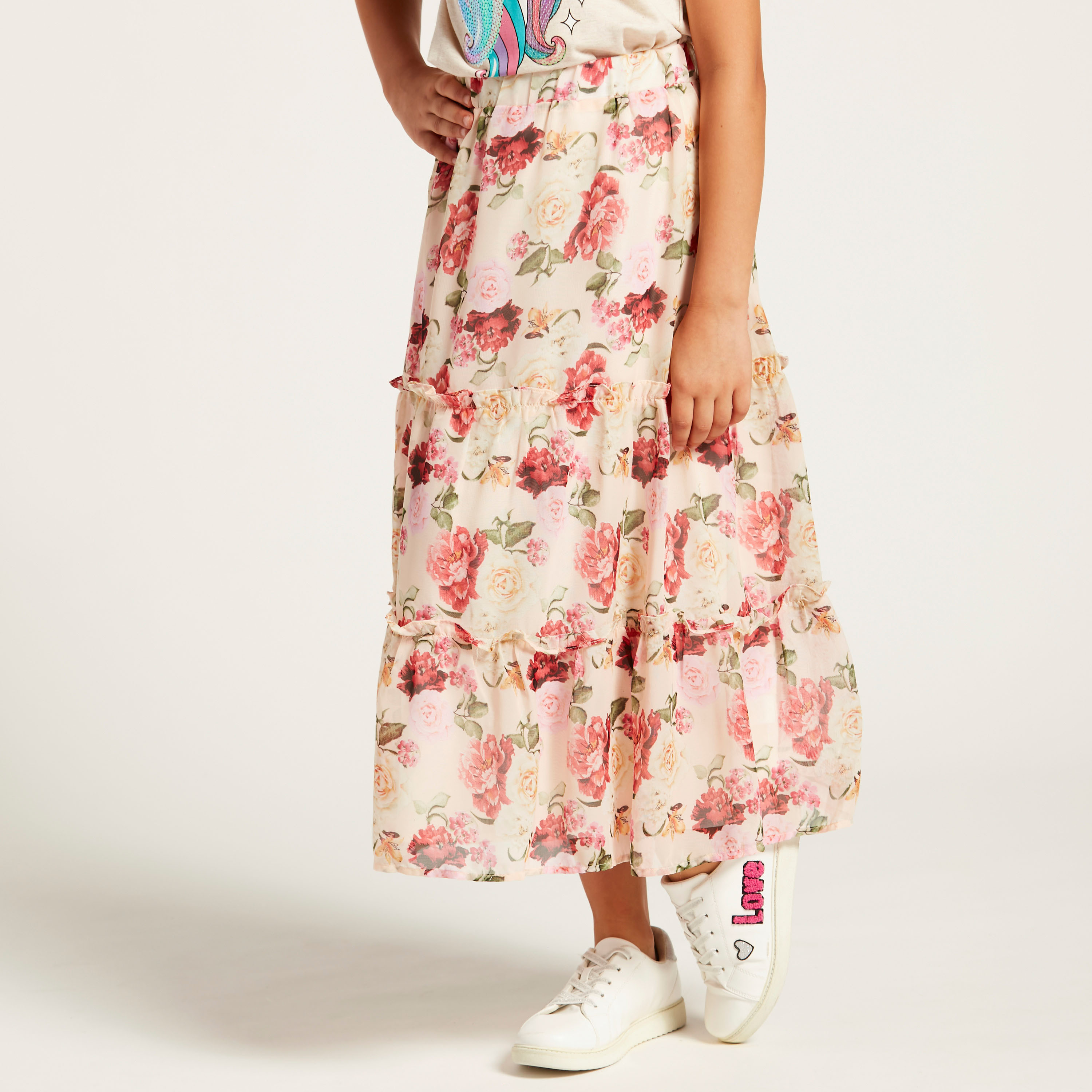 تنورة بطبعات أزهار وخصر مطاطي من آيكونيك-girls-clothing-bottoms-skirts-image-3