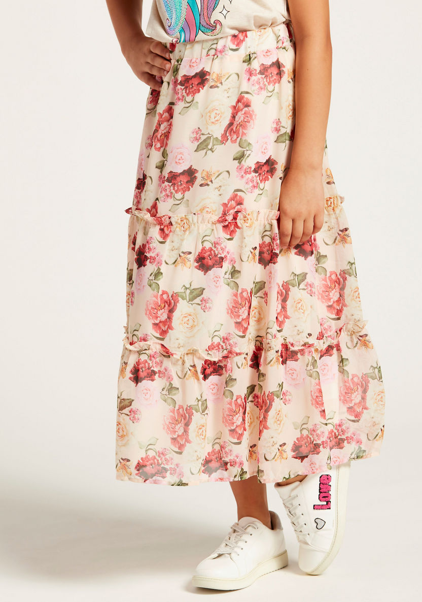 Iconic Floral Print Skirt with Elasticised Waistband-Skirts-image-2