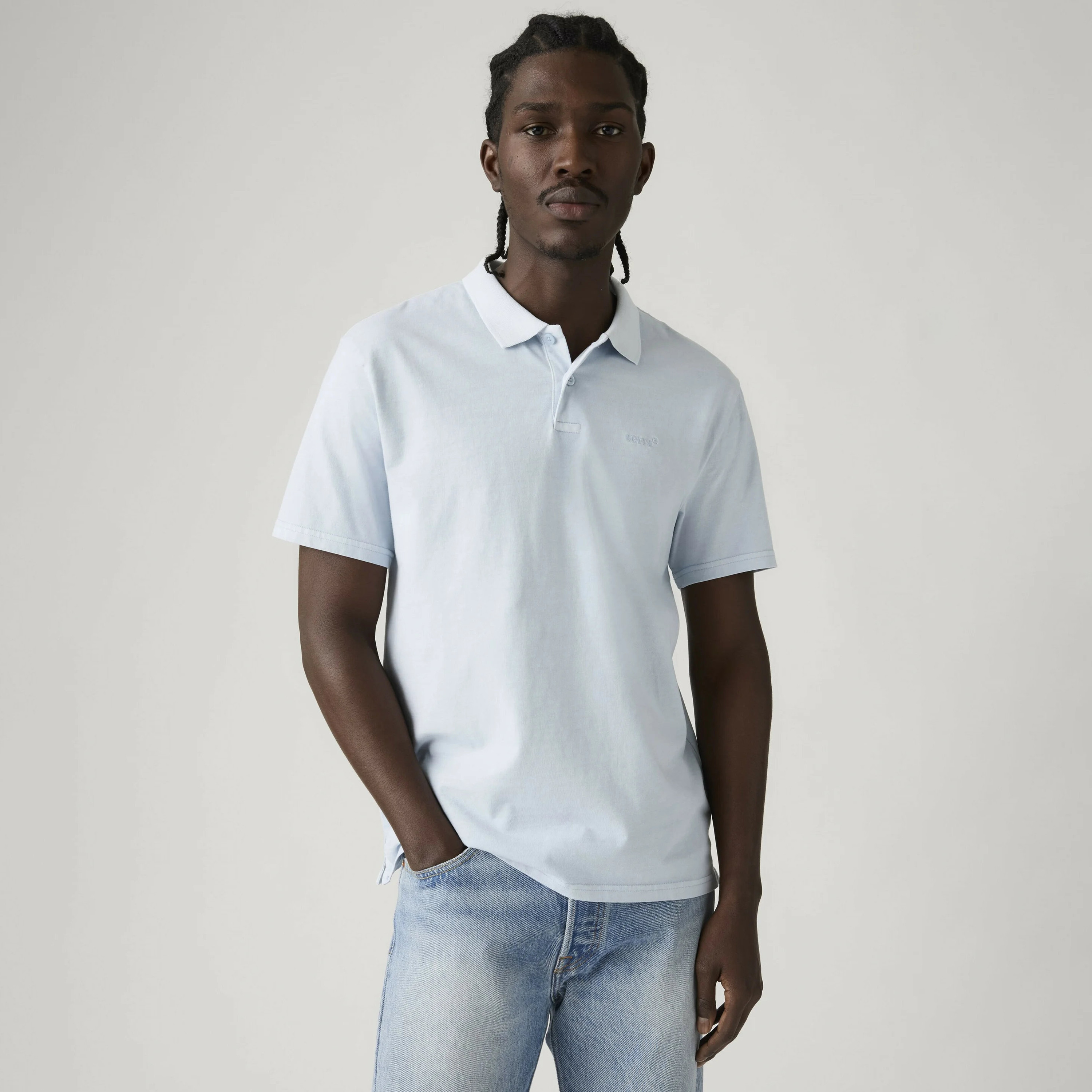 تي شيرت بولو رجالي سادة بأكمام قصيرة وياقة من ليفايس-men-clothing-tshirtsandpolos-polos-image-1