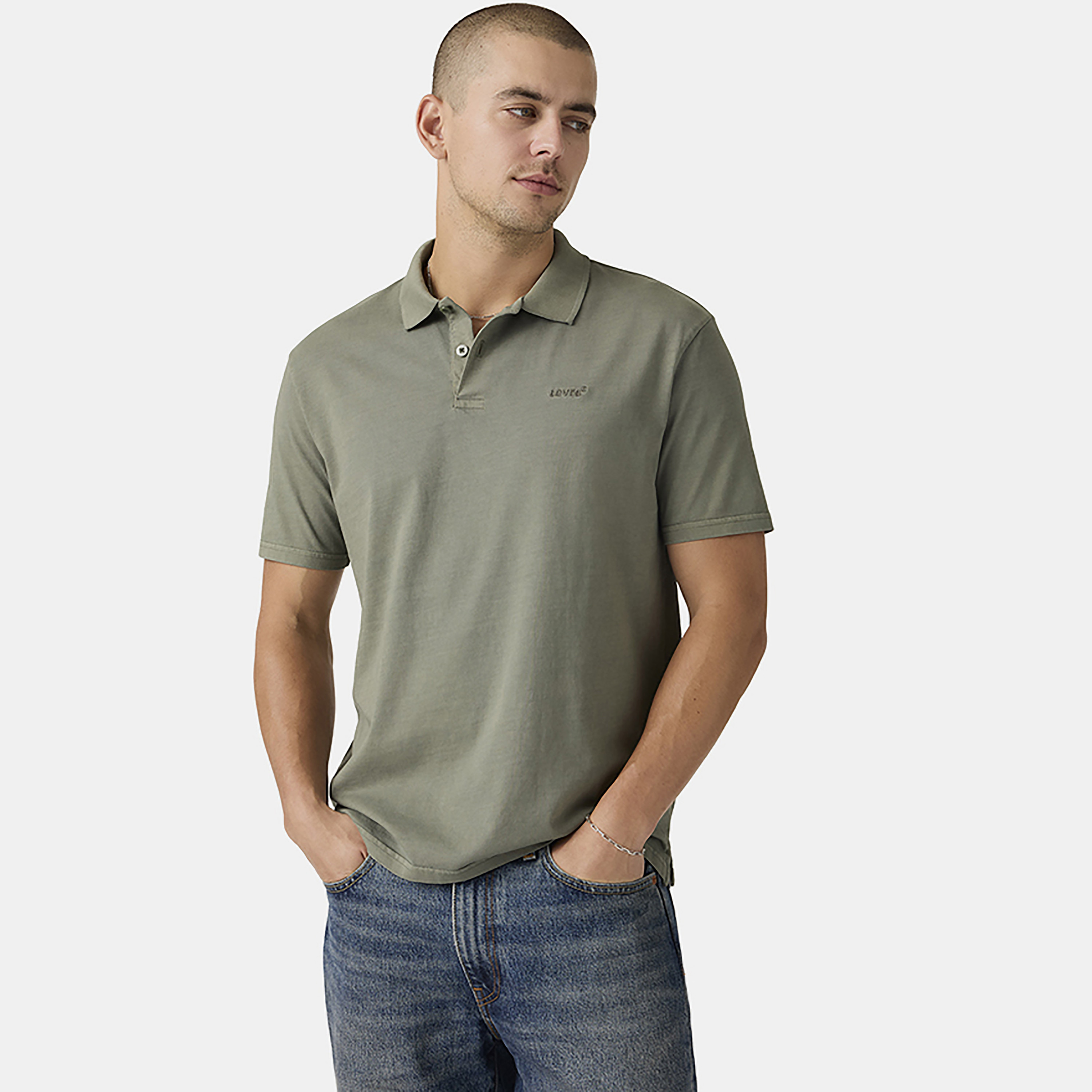 تي شيرت بولو رجالي سادة بأكمام قصيرة وياقة من ليفايس-men-clothing-tshirtsandpolos-polos-image-7