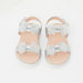 Bow Accented Flat Sandals with Hook and Loop Closure-Girl%27s Sandals-thumbnailMobile-1
