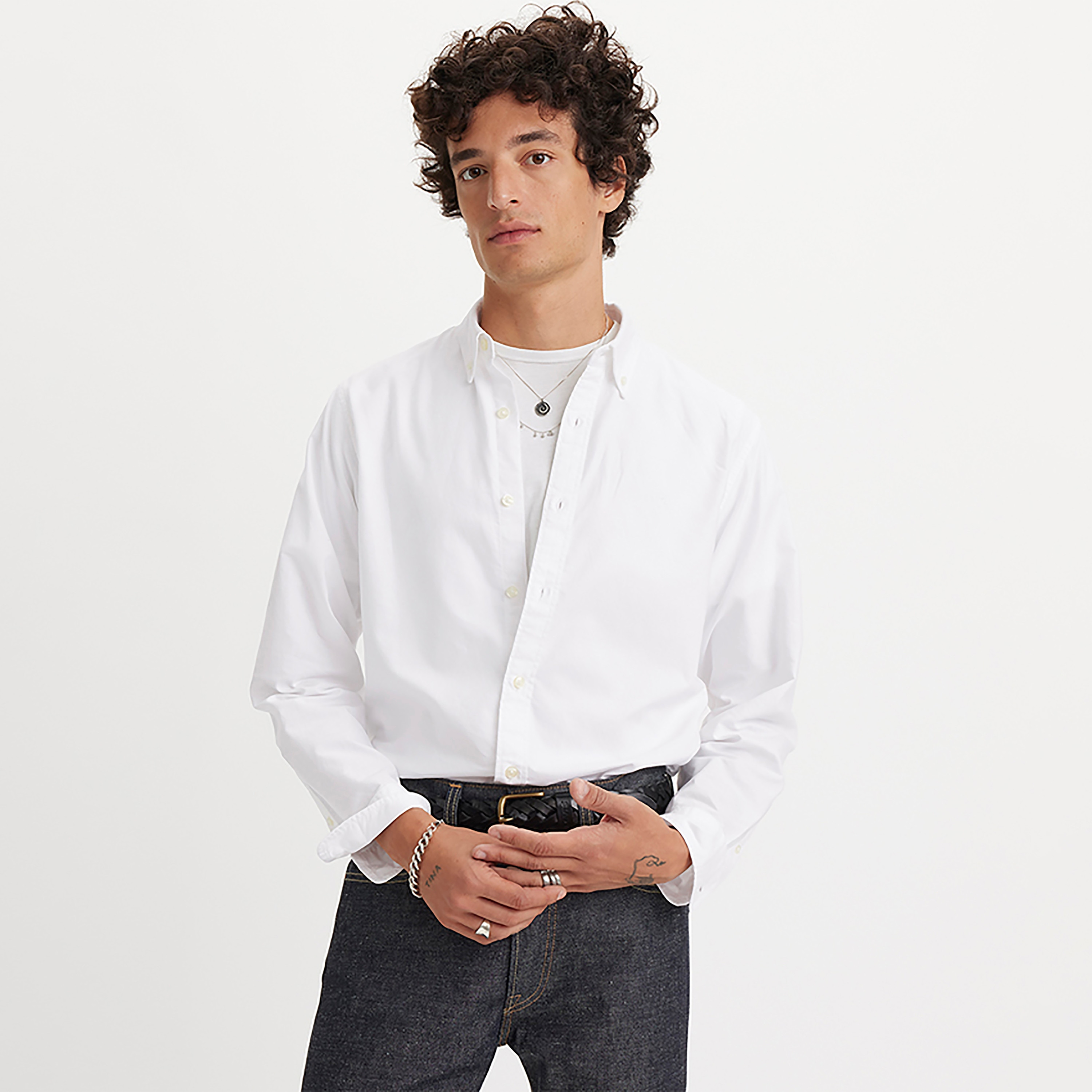 Levi's Plain Collared Long Sleeves Men's Shirt-men-clothing-shirts-image-1